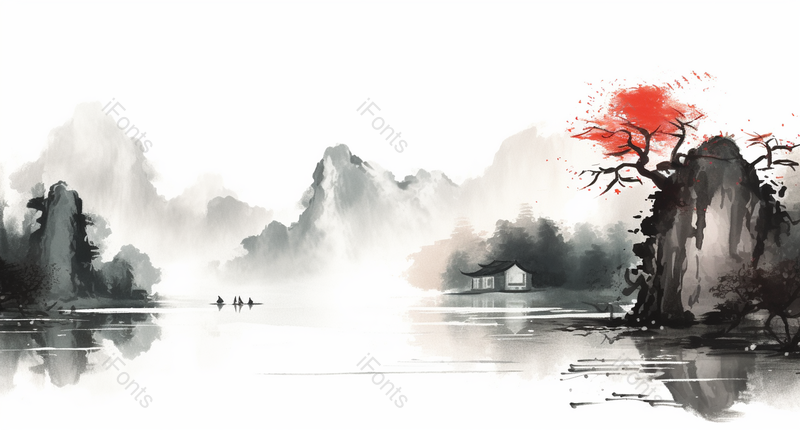 中国画新中式水墨山水画背景图,插画/手绘图,插画/手绘图库,插画/手绘图下载,插画/手绘